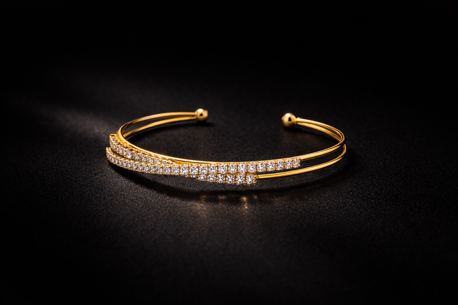 Ivée Celeste Double Pavé Cuff Bracelet