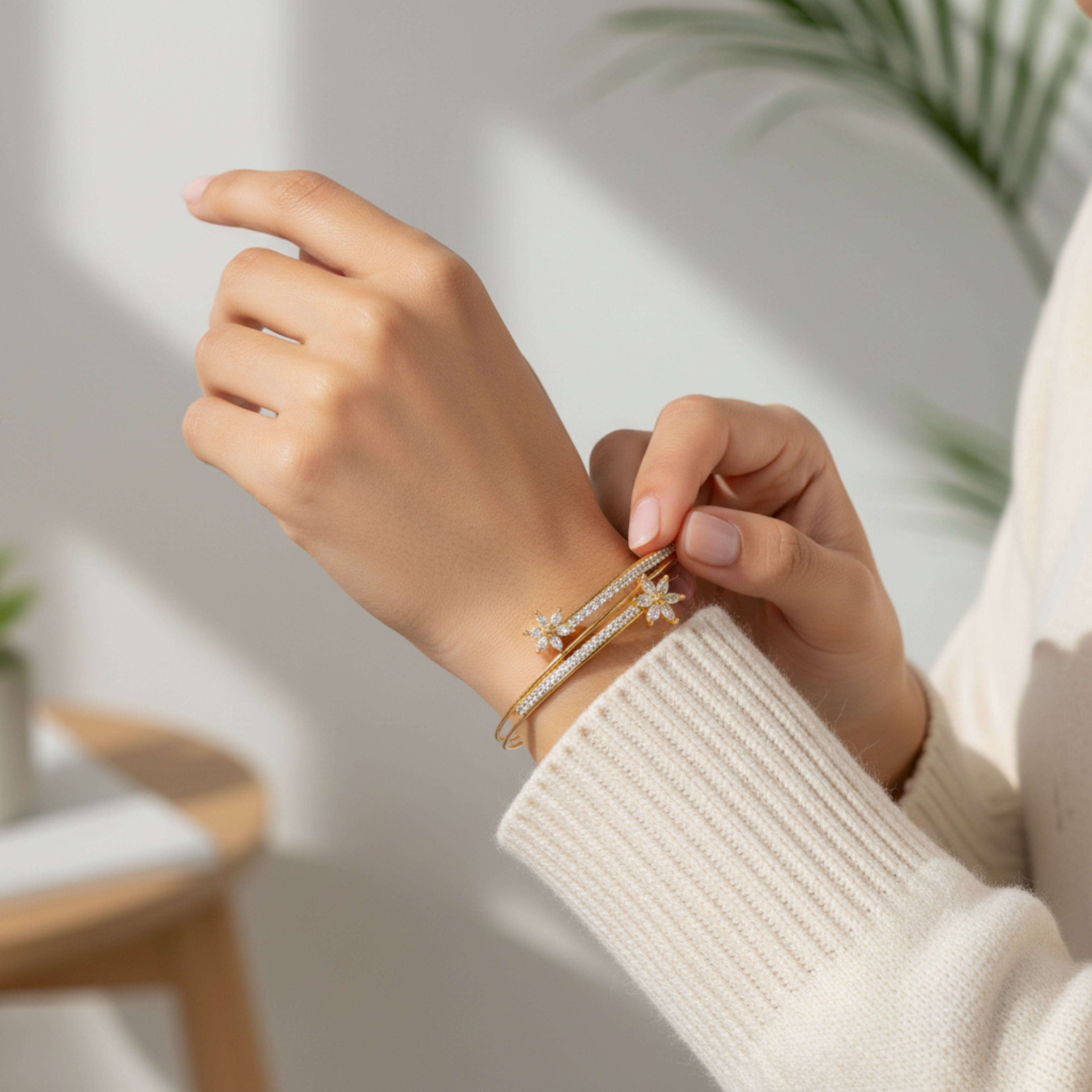 Ivée Aurora Bloom Pavé Cuff Bracelet