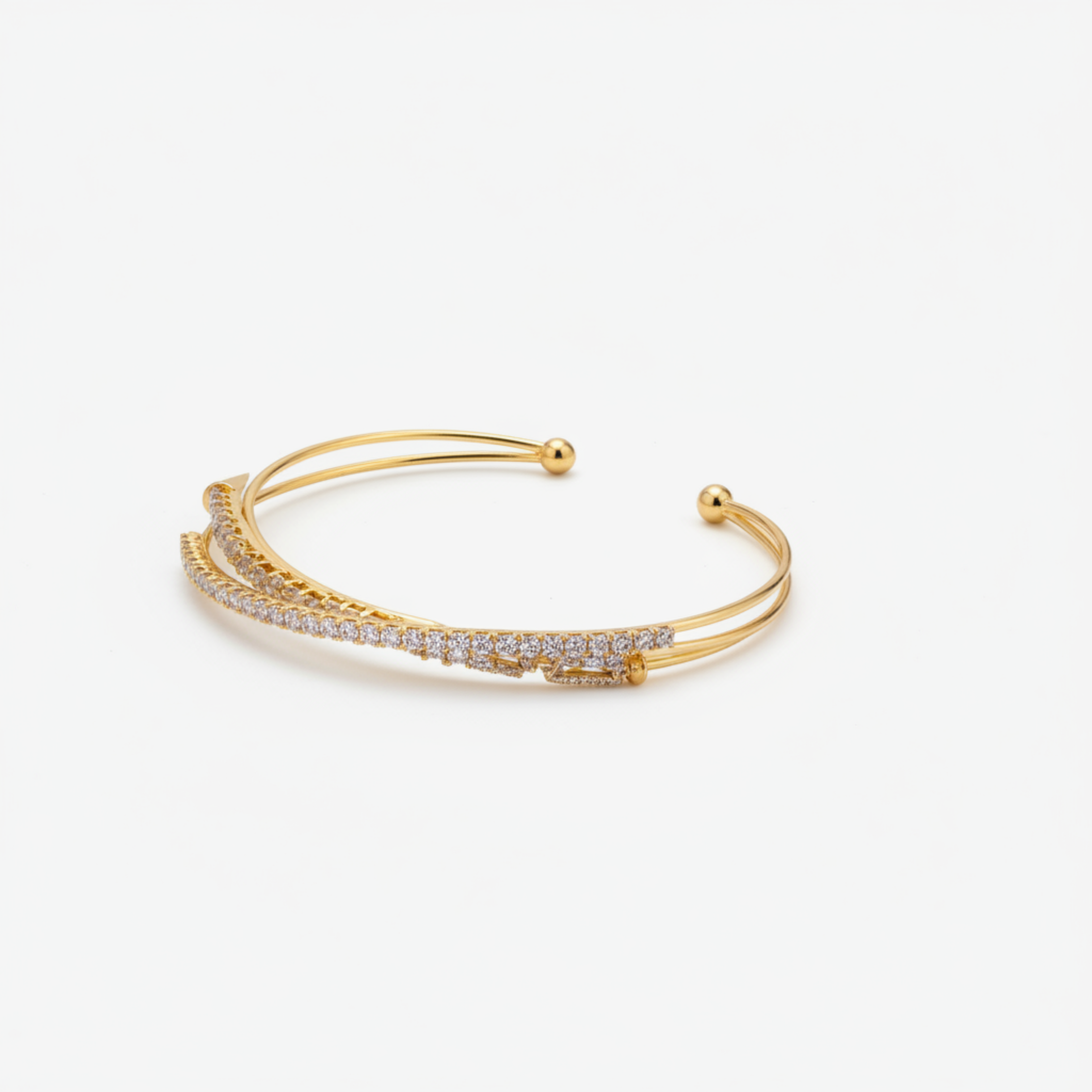 Ivée Celeste Double Pavé Cuff Bracelet